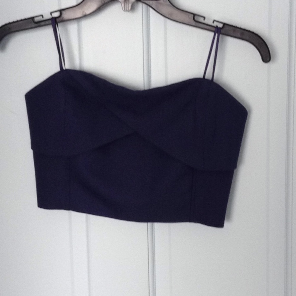 Strapless navy blue crop top